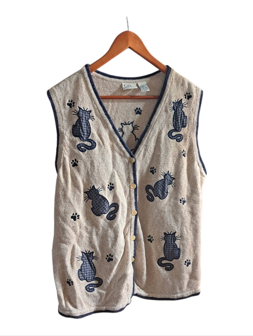 CJ Banks Women's Cat Applique Knit Sweater Vest 1X - Picture 2 of 6
